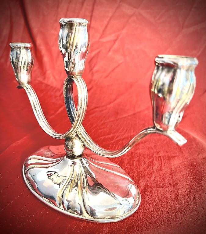Portacandele: Jugendstil, Kerzenleuchter versilbert. – Usato da Fahrwangen venduto da Dirk.Gerlach 2