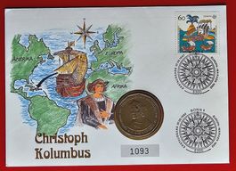 BRD DOMINIKANISCHE R. KOLUMBUS NUMISBRIEF MÜNZBRIEF 1992