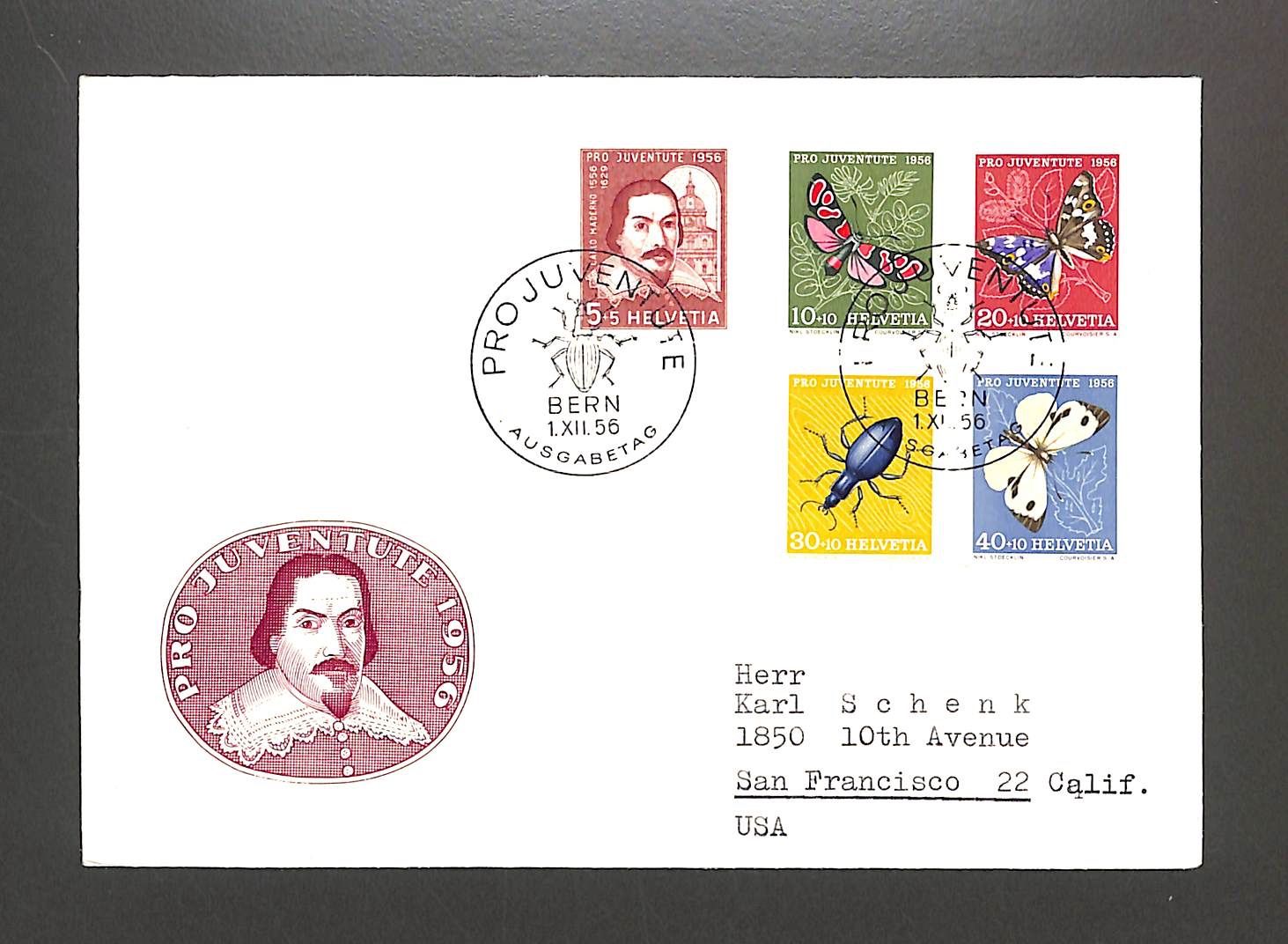 Tutti i francobolli: 1956 FDC Pro Juventute Ersttagsbrief - illustriert – Usato da Zürich venduto da Nobs1