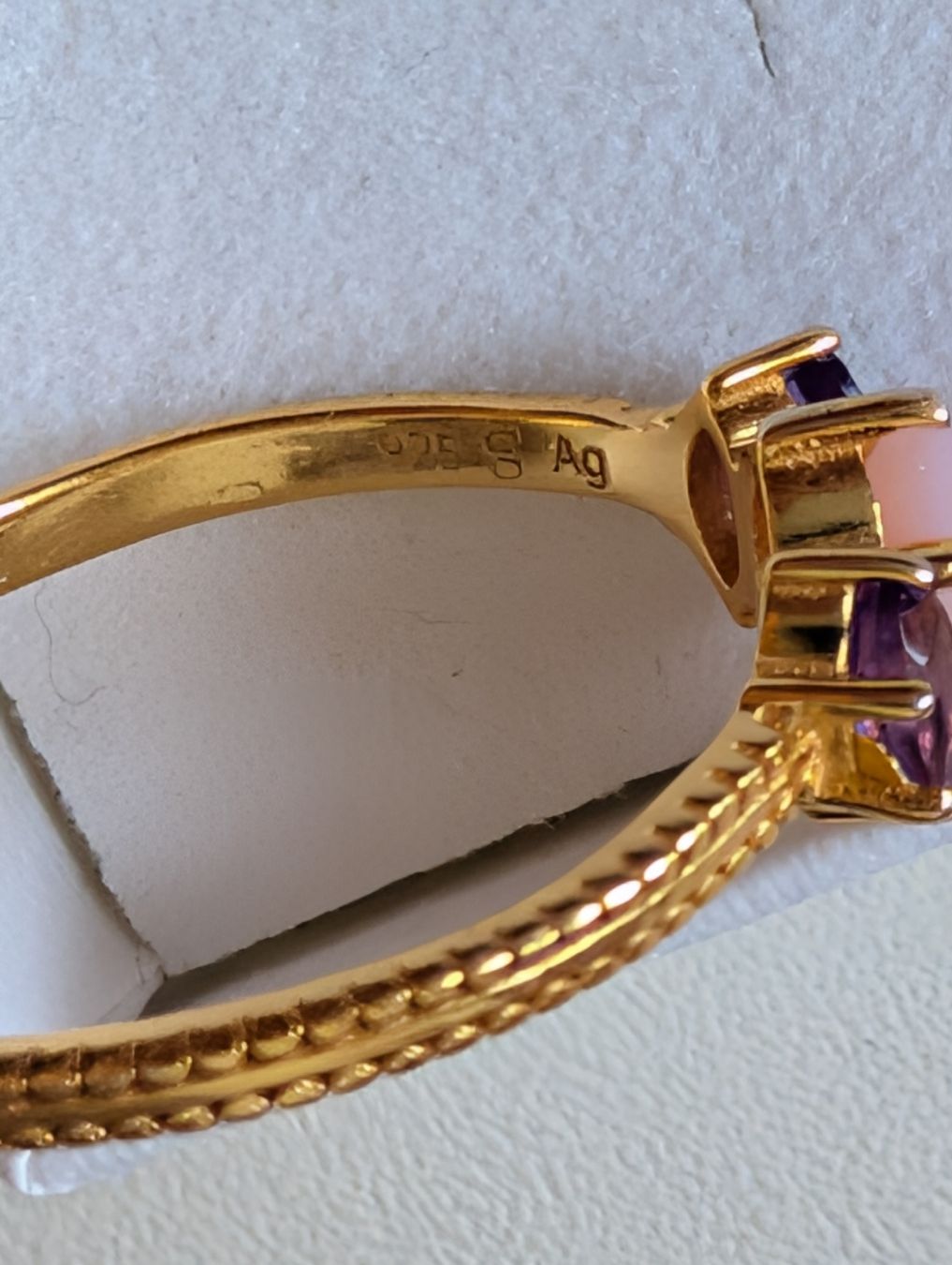 Anelli: Wunderschöner Ring Amethyst & Andenopal Silber vergoldet – Usato da Brunnen venduto da bahari02 3