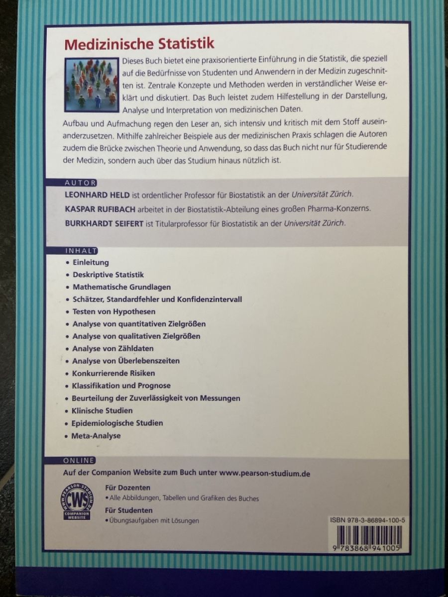Bücher: medizinische Statistik Buch – Gebraucht aus Luzern von lmlngr 1