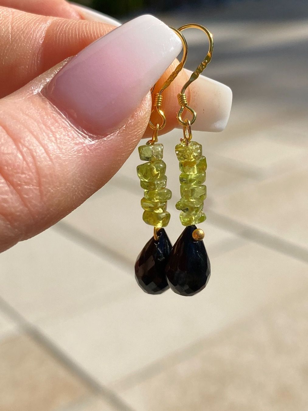 Onyx Orecchini pendenti & Orecchini a lobo: Peridot, Onyx Ohrringe Gold, NEU – Nuovo (secondo la descrizione) da Basel venduto da Chili007 1