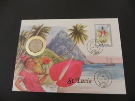 Münzbrief - 1988 - Ostkaribik St. Lucia 25 Cents 1981