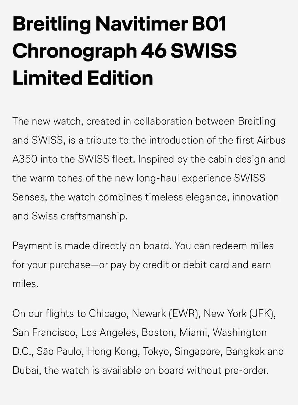 Breitling Orologi: Breitling Navitimer B01 Swiss Limited Edition A350 – Nuovo e nell'imballaggio originale da Ostermundigen venduto da Vancouver16 6
