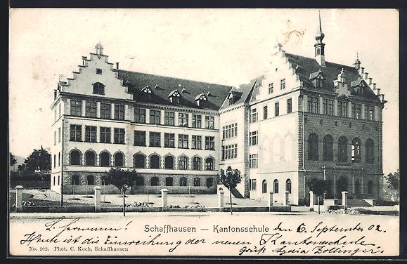 Ansichtskarten: AK Schaffhausen, Kantonsschule, 1902 – Gebraucht aus Berlin von bartko-reher