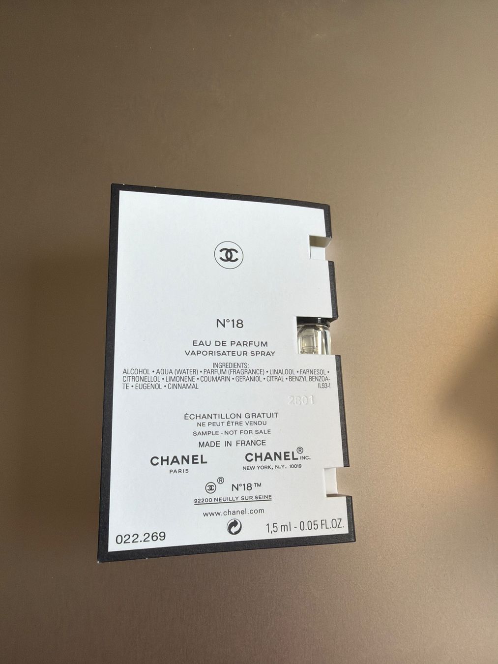 Chanel Profumi & Eau de Toilette: Chanel Les exclusifs - No18 - échantillon 1,5ml Neuf – Usato da fey venduto da Caductilometre 2