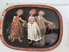 Vintage Keramikplatte Handarbeit Schweiz 37 x 27 cm