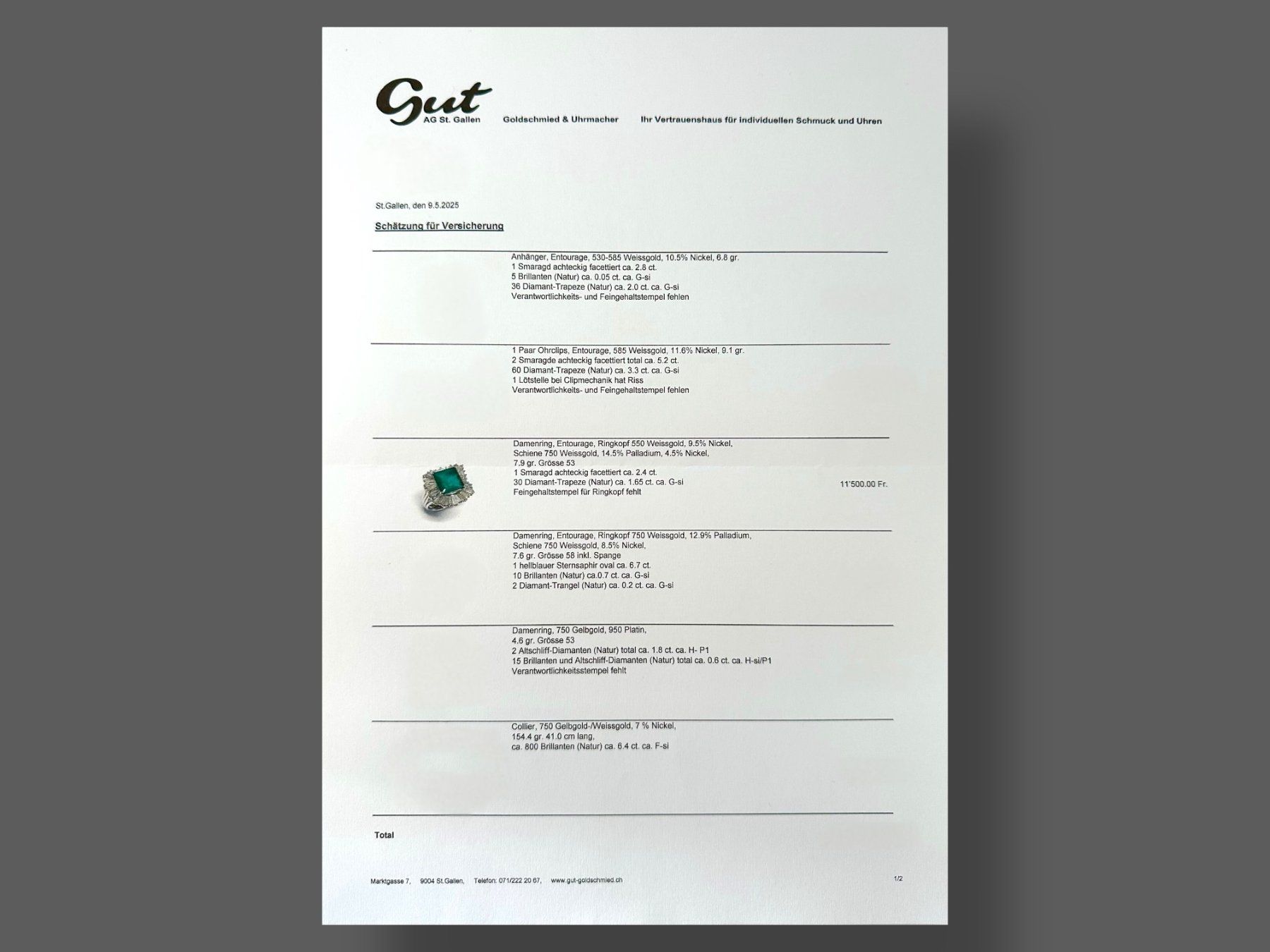 Anelli: Smaragd - Diamant - Ring, Georg Fliss, Adligenswil – Usato da Zuzwil SG venduto da artimmo 6