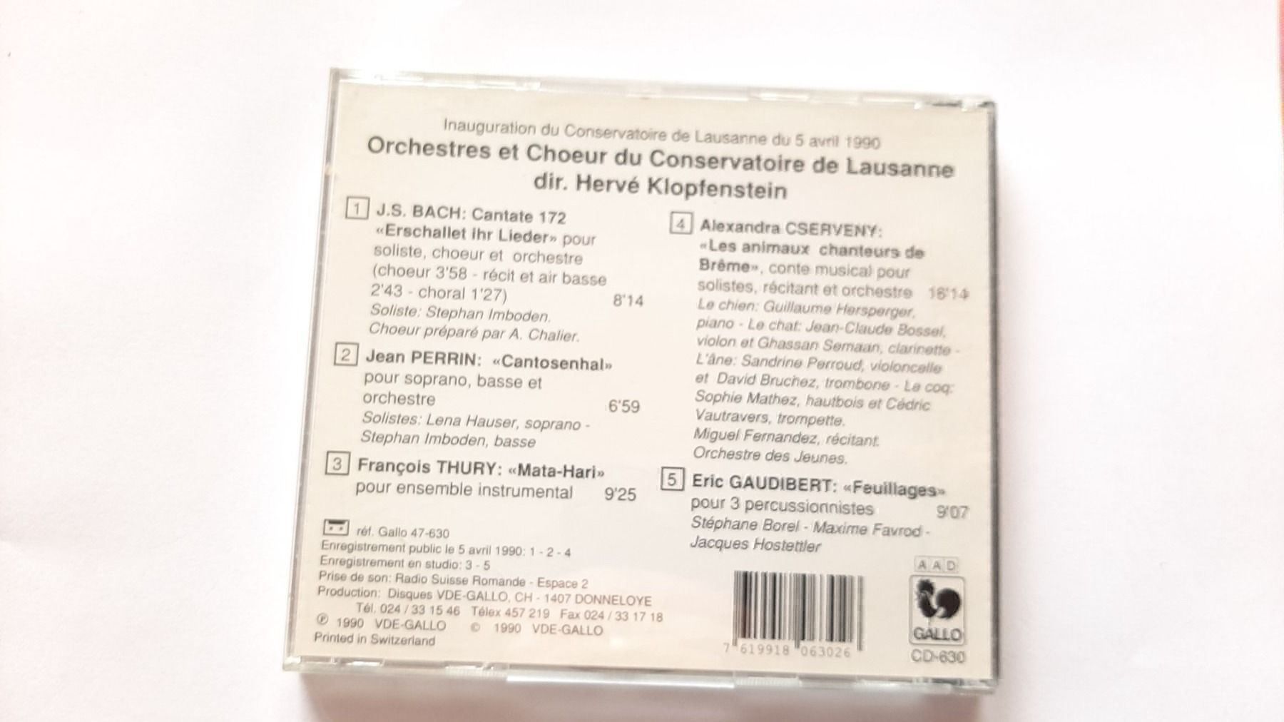 CDs: CD inauguration conservatoire Lausanne – Gebraucht aus Pully von bro_n52j 2