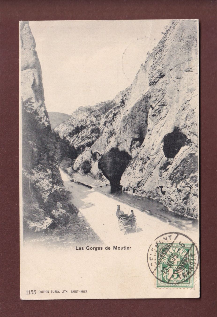 Cartoline postali: Gorges de MOUTIER - Attelage - 1905 – Usato da Pully venduto da nicecards-shop
