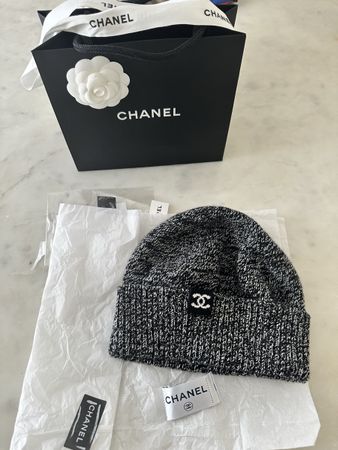 Chanel Mütze, Grau/Schwarz meliert, neuwertig