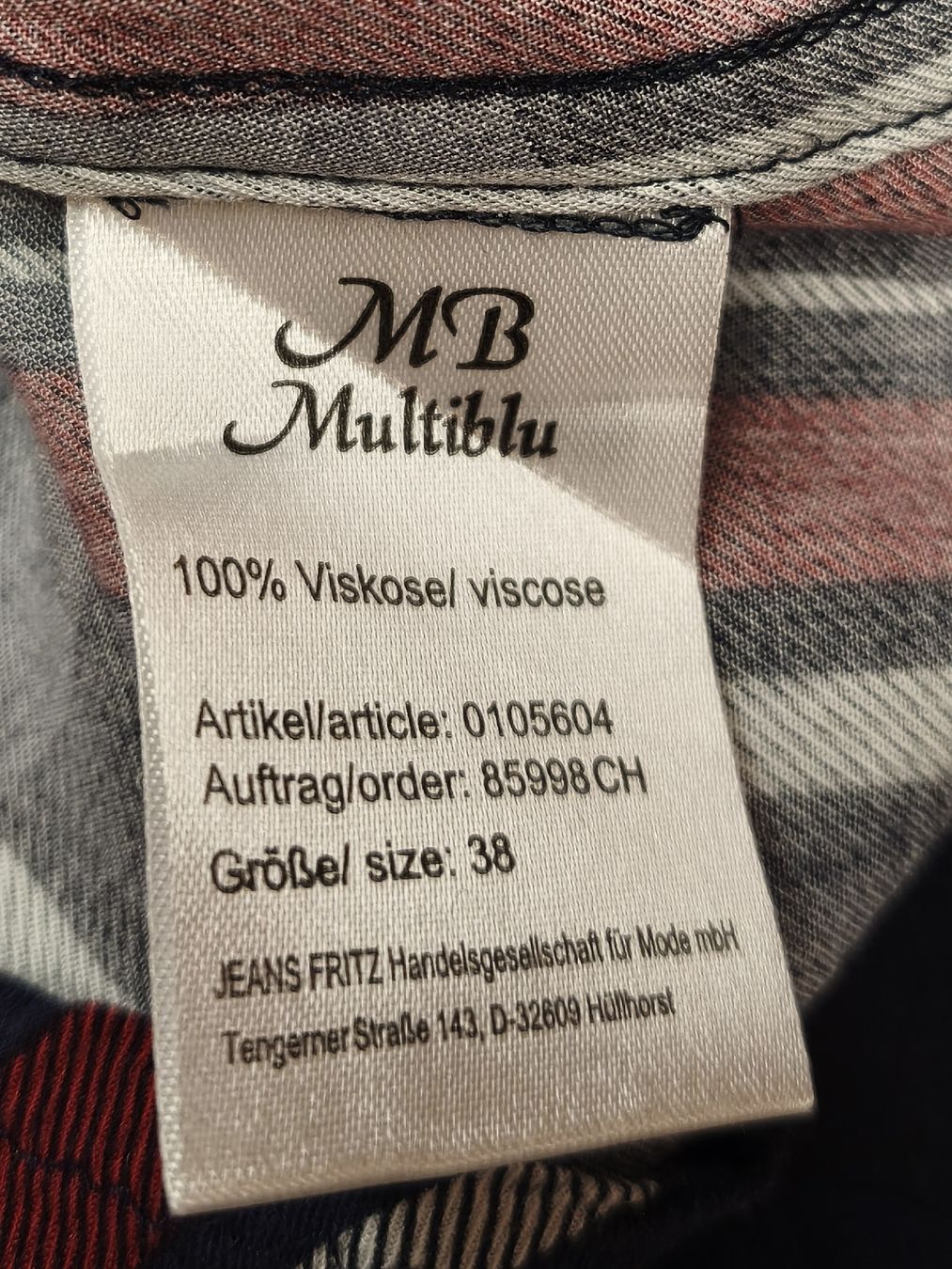 Camicette: Damen Bluse Multiblu kariert Viskose Grösse 38 – Nuovo (secondo la descrizione) da Emmetten venduto da SecondhandSiska 4