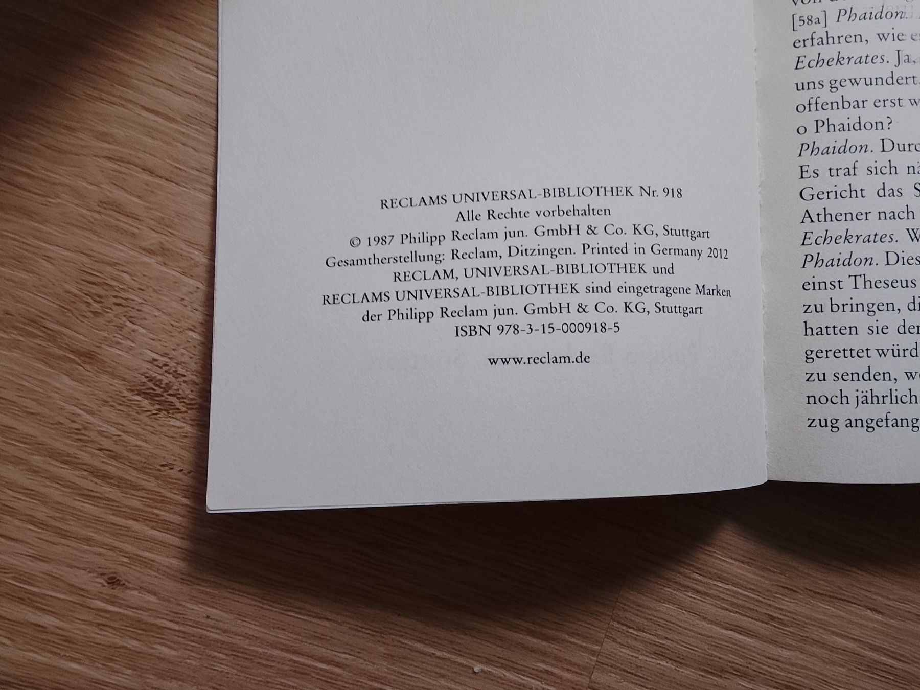 Bücher: Platon Phaidon Reclam Heft – Gebraucht aus Marbach LU von Dominik1992 2