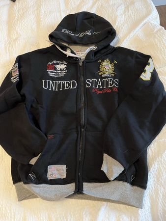 Schwarze Royal Polo Club Jacke mit Kapuze, Grösse M