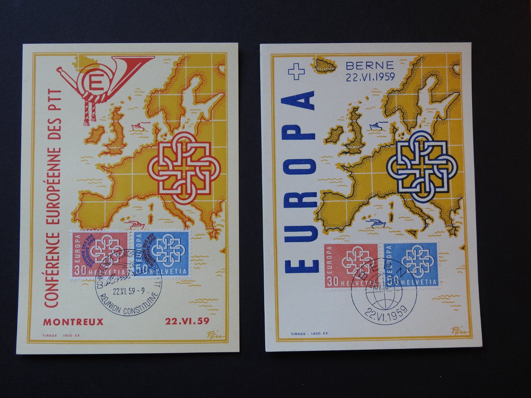 Tutti i francobolli: 2 versch. EUROPA Maximum Karte, nummeriert ! – Usato da Rain venduto da Sterne13