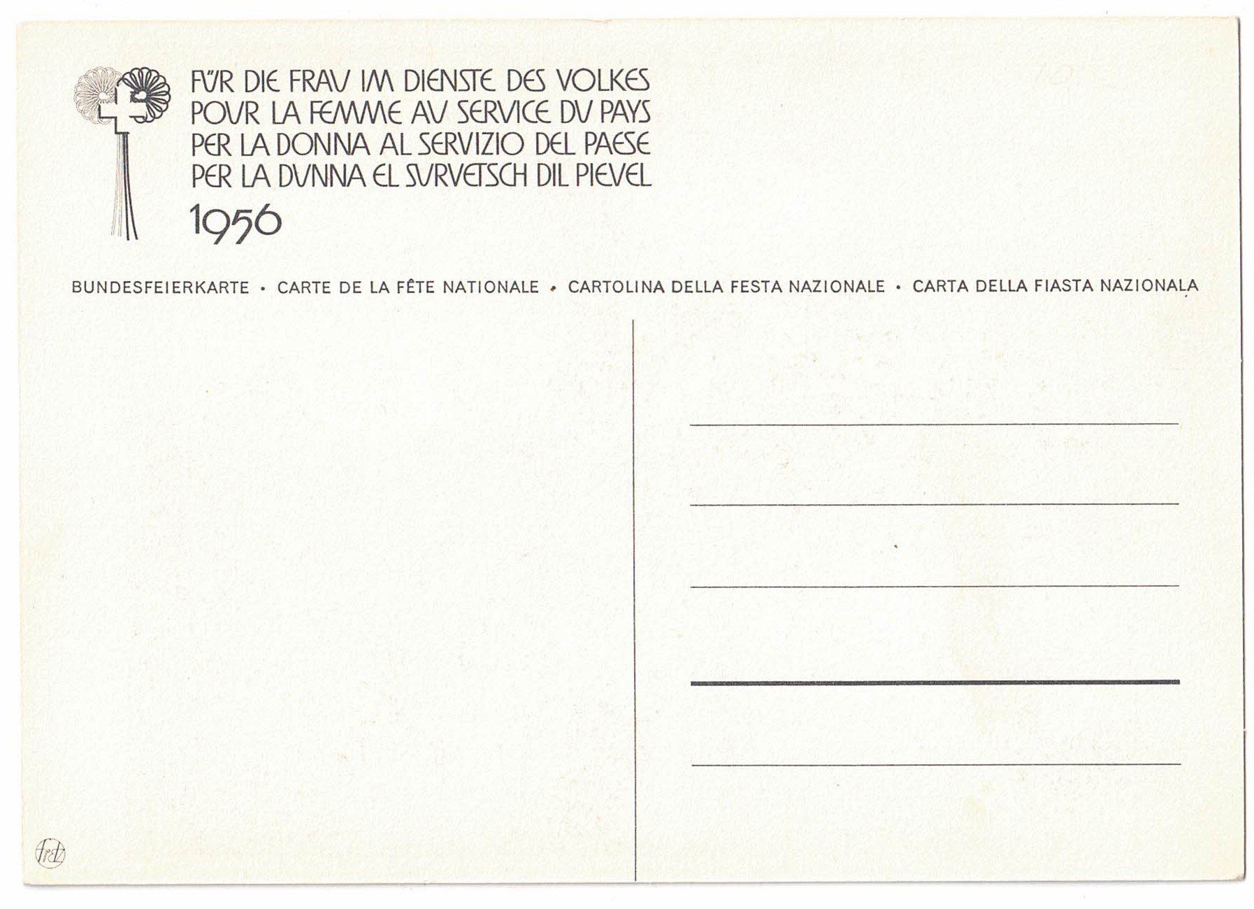 Ansichtskarten: Bundesfeierkarte 1956 – Gebraucht aus Ebnat-Kappel von fli_h5kc 1