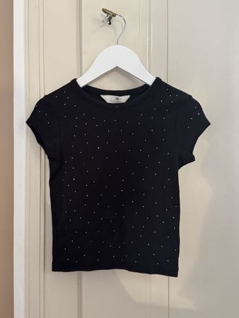 H&M Black T-Shirt With Gems (8-10 years old)  