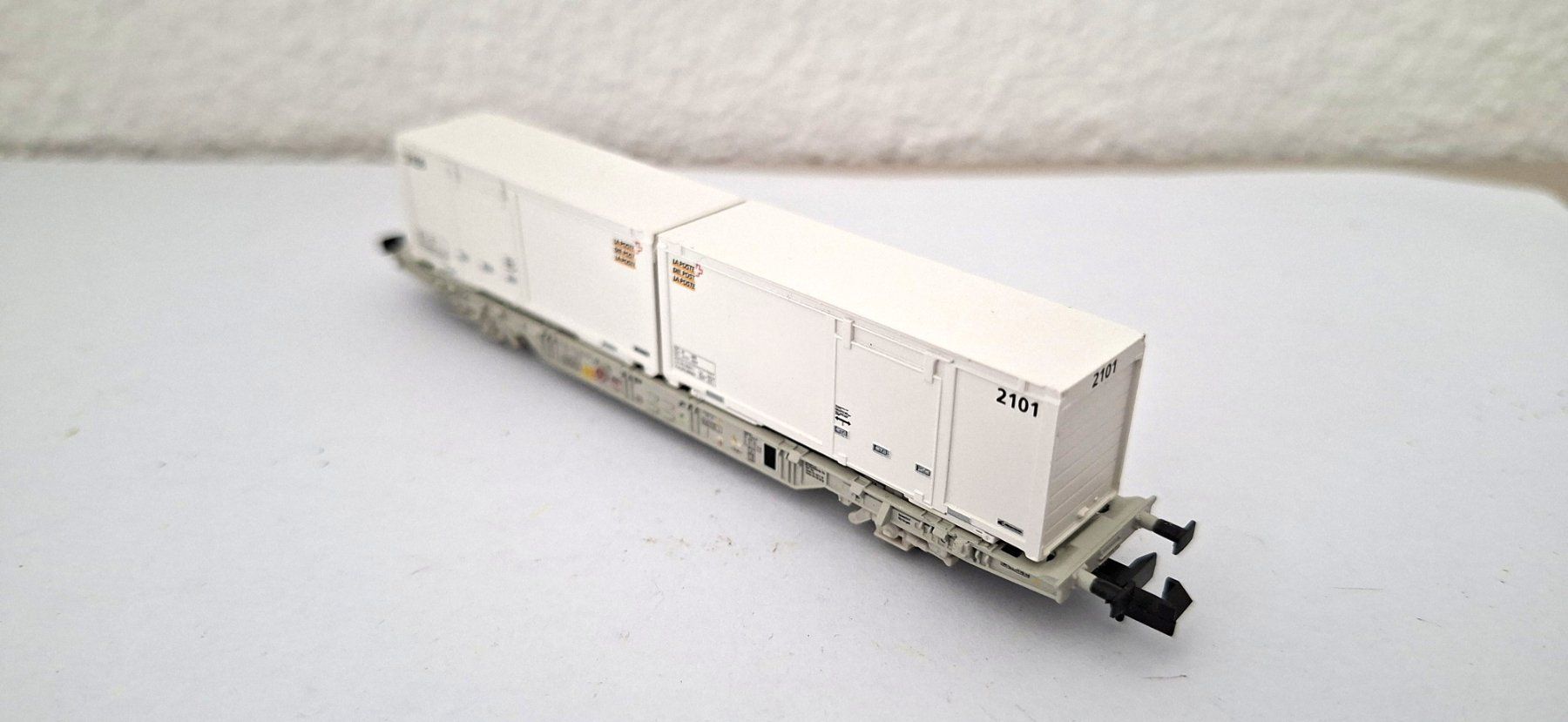 SBB/CFF/FFS Modellini di ferrovie: Creanorm SBB Containertragwagen Post – Usato da Biberist venduto da Ntrains 2