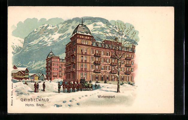 Cartoline postali: Litho Grindelwald, Pferdeschlitten vor d – Usato da Berlin venduto da bartko-reher
