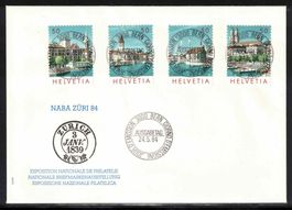 Naba Züri 1984, FDC mit Blockausschnitten Vollstempel