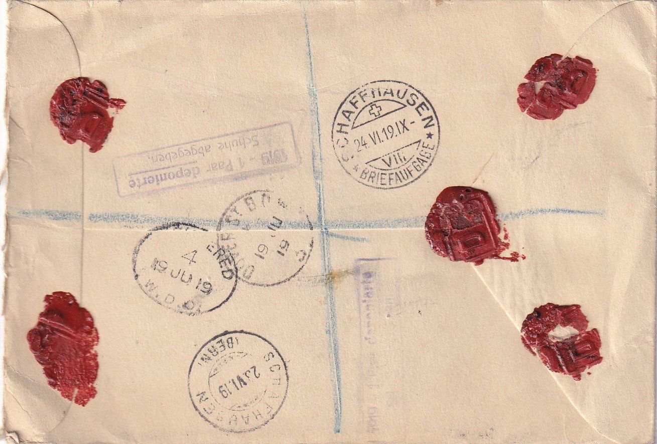 Tutti i francobolli: R - Brief London - Schaffhausen 1919 – Usato da Baar venduto da Asmara111 1