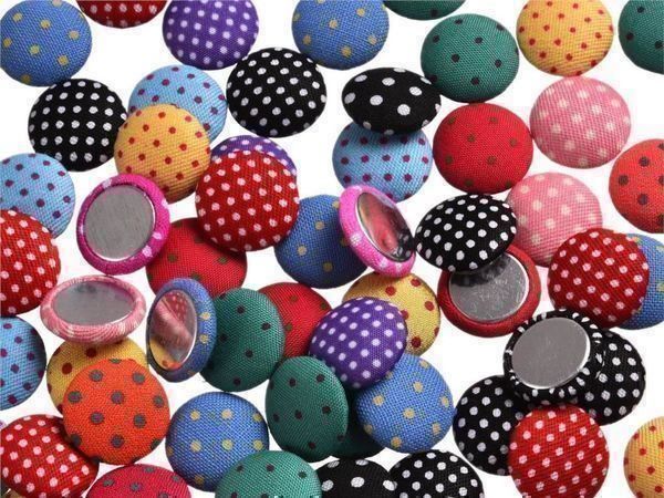 10 Stück Stoffbezogene Knöpfe 15mm - Vintage Nähknöpfe Schwarz Mit Metallschaft