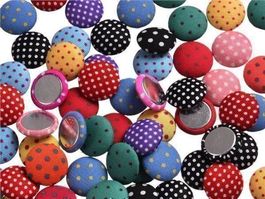 100 BUNTE KNÖPFE - STOFFKNÖPFE - 15mm - BASTELN