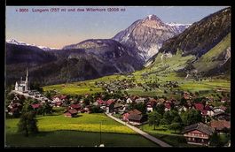 AK Lungern, Dorfansicht mit Kirche und Wilerhorn