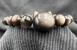 8mm Silber Obsidian Armband mit Kätzchen