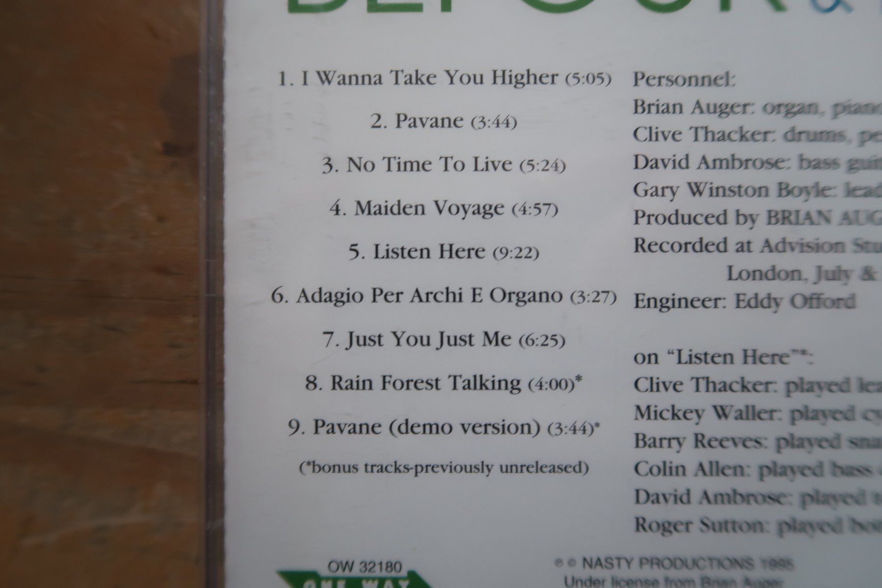 CD: BRIAN AUGER & THE TRINITY - BEFOUR - CD – Usato da Basel venduto da Patiscat 2