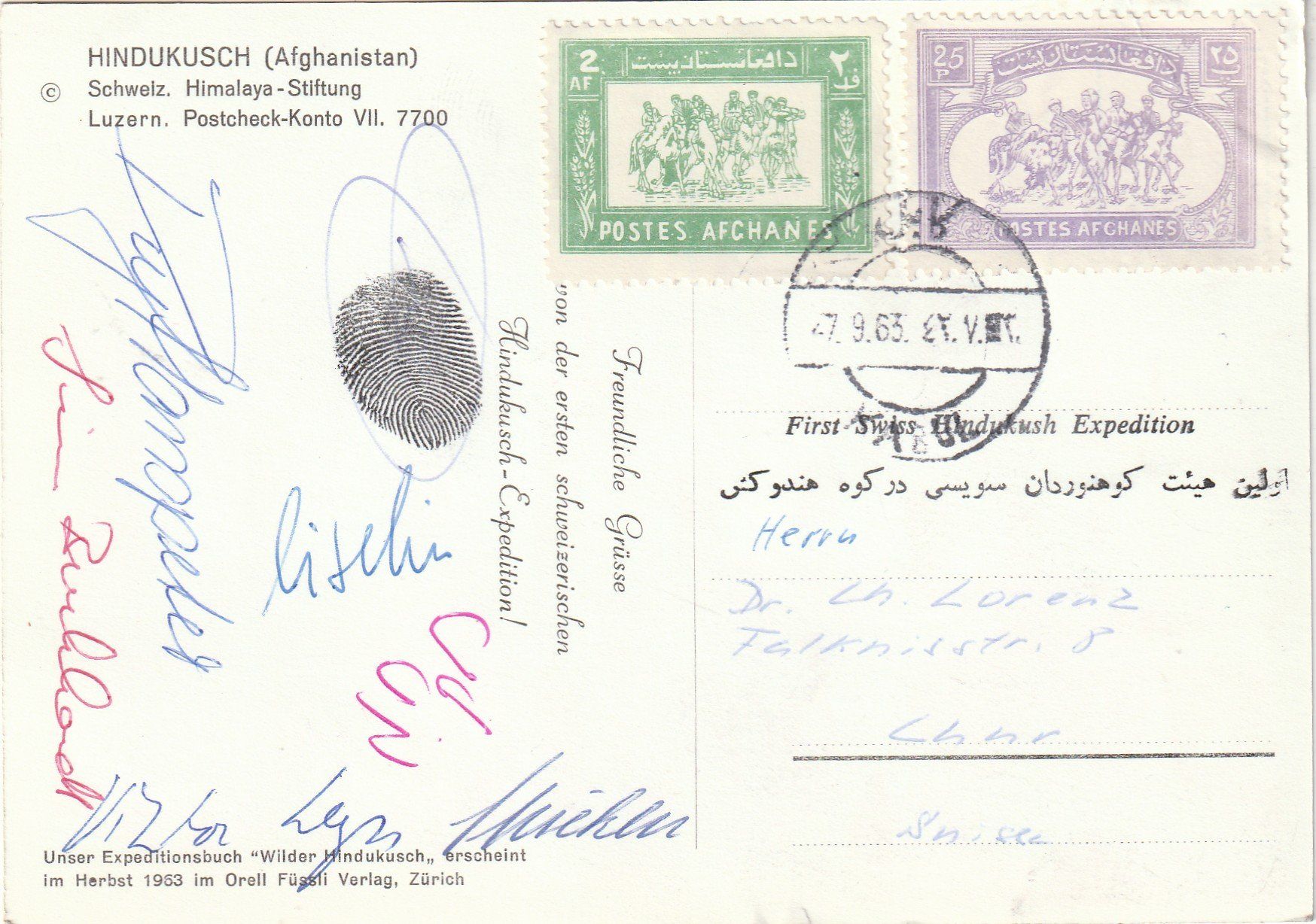 Cartoline postali: Afganistan Hindukusch Expedition 1963 – Usato da Rorschacherberg venduto da fratovi2