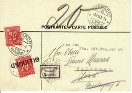 PK, Küsnacht ZH 1939 mit Nachporto an Kdo. Geb. Füs. Bat 86