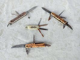 4 Vintage & Antike Sackmesser zum Aufbereiten - rostig