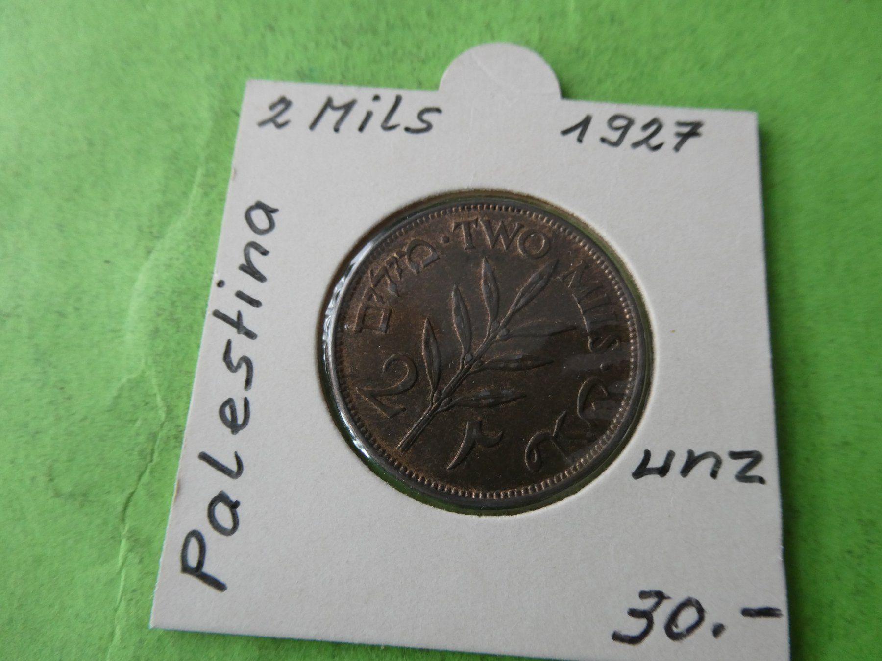 Tutti le monete: Palästina 1927, 2 Mils   unz – Usato da Hinterforst venduto da Rohusri