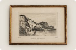 Gravure ancienne « Château de Granson » – Vaud – 21 × 27 cm