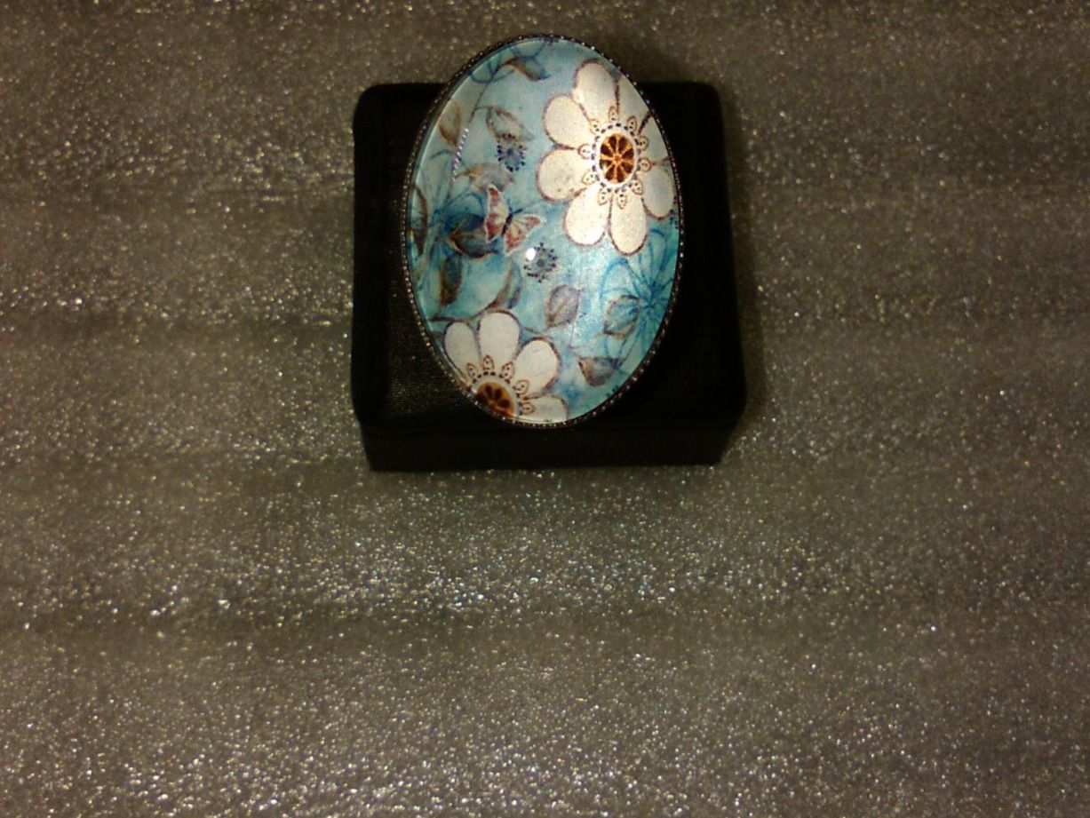 Ringe: RING EDELSTHAL,,MIT BLUMEN,,GLANZIG – Neu (gemäss Beschreibung) aus Basel von bijoutrie_4 3