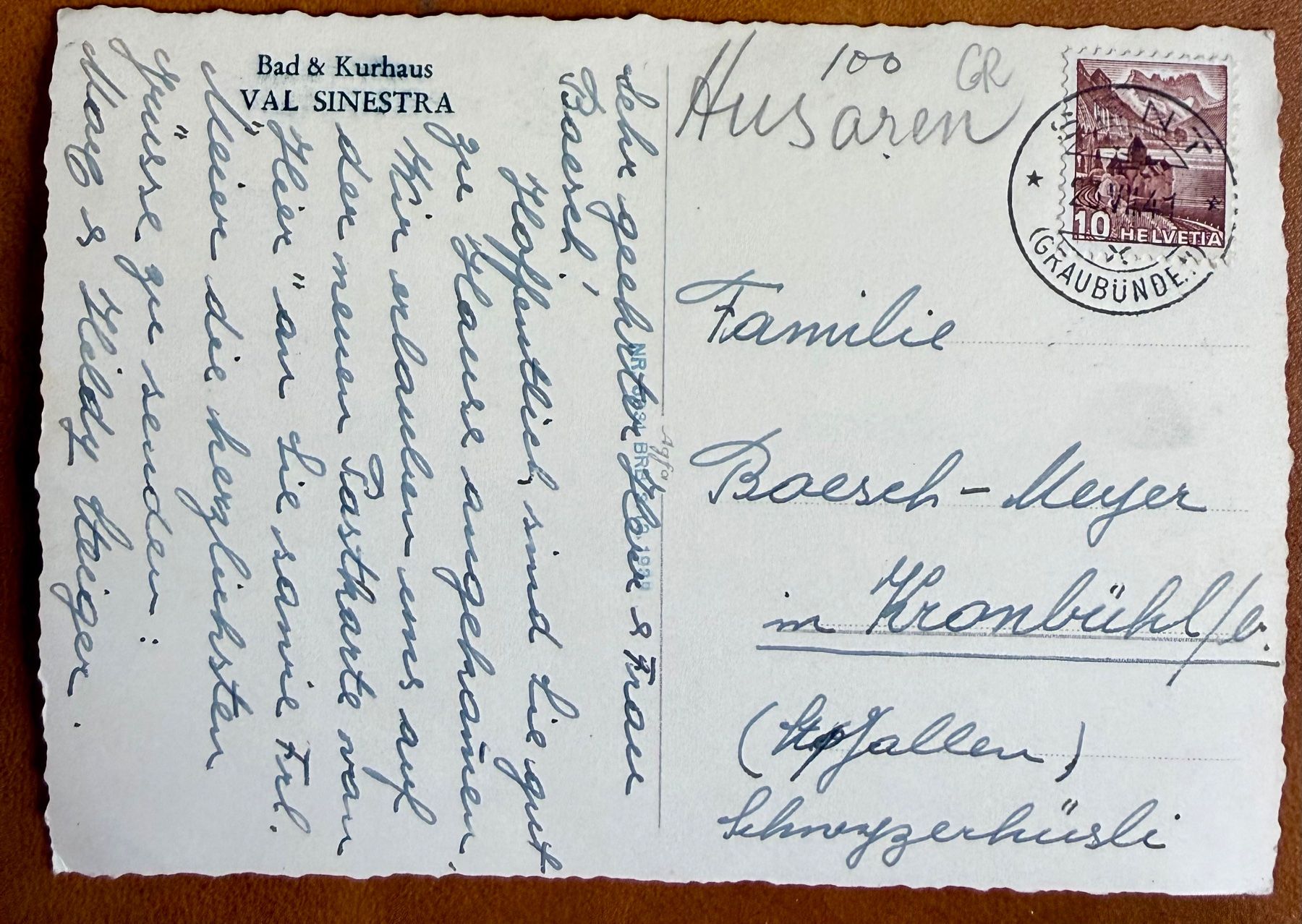 Cartoline postali: Val Sinestra - Bad & Kurhaus 1941 – Usato da Lutry venduto da Ediego 1