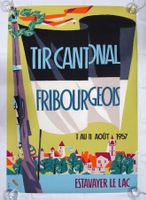 Affiche tir cantonal Estavayer-le-Lac 1957 (70 cm x 100 cm)