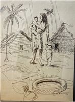 Max Meier Mama mit Kinder 42 x 32 cm Tusche/Papier