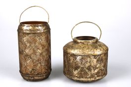 Windlichter - Laternen 2er Set  Metall gold / antik -Look