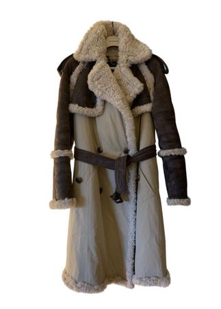 Burberry Prorsum Trenchcoat Lammfell Shearling, Gr 36 Honey