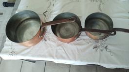 Set 3 casseroles cuivre étamées