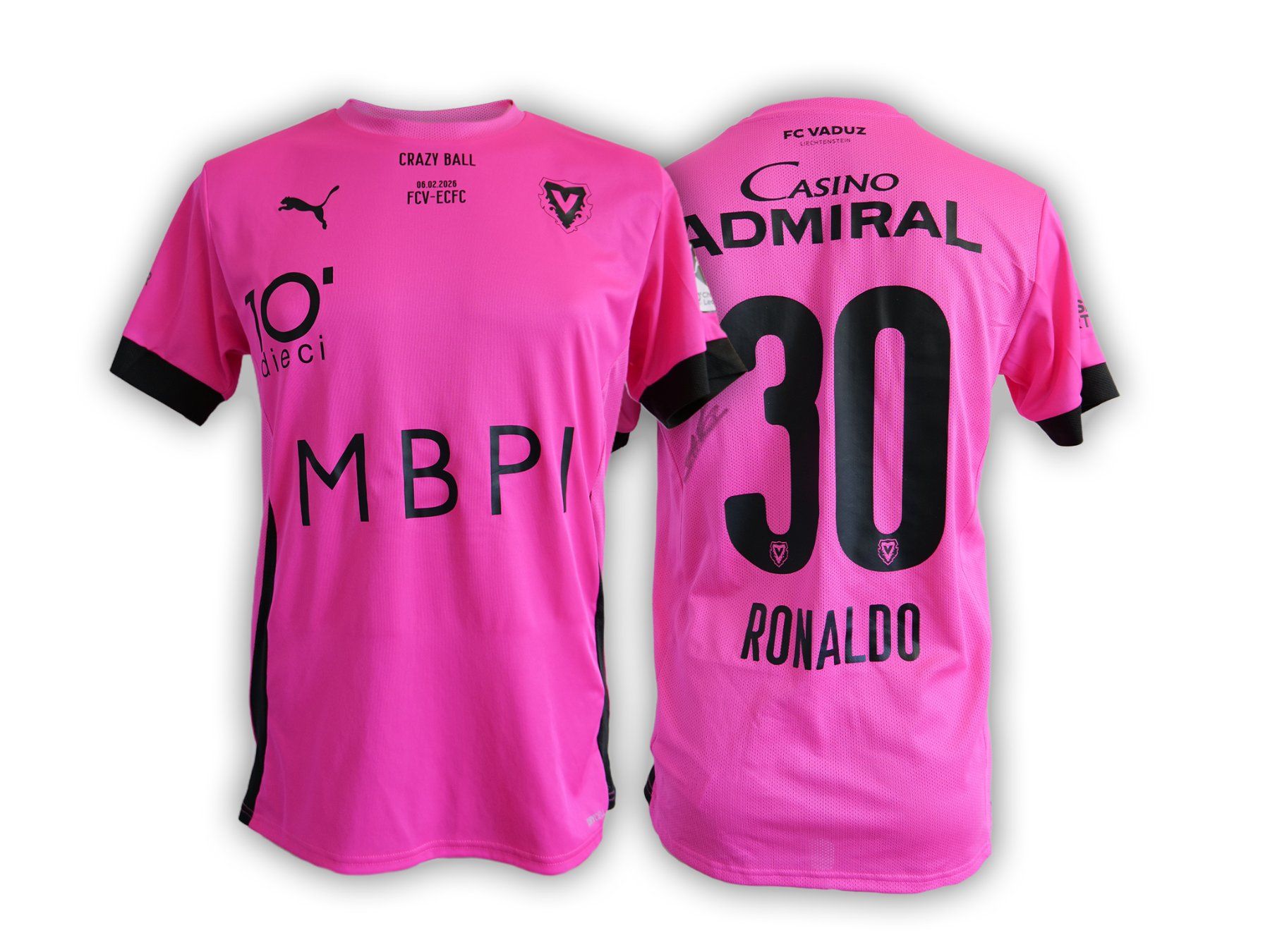 Puma Leibchen & Hosen: FC Vaduz Matchworn Sondertrikot "30-RONALDO" – Gebraucht aus Vaduz von fcvaduz1932