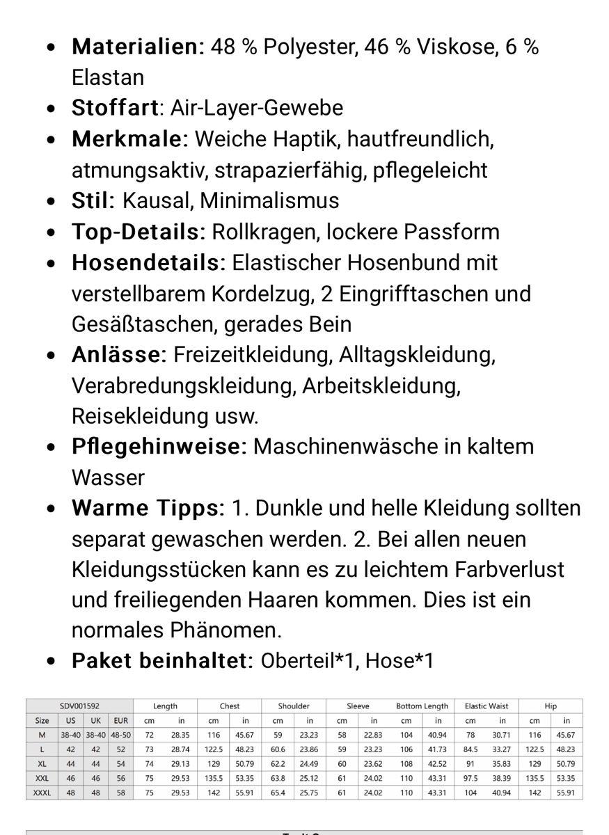 Lotti di vestiti: Zweiteiler von Coofandy Gr. M schwarz – Nuovo e nell'imballaggio originale da Zürich venduto da elvan82 2