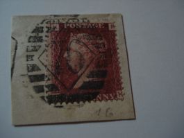 Uraltes Briefmarke Grossbritannien, o, gezähnt, MI16, Abschn
