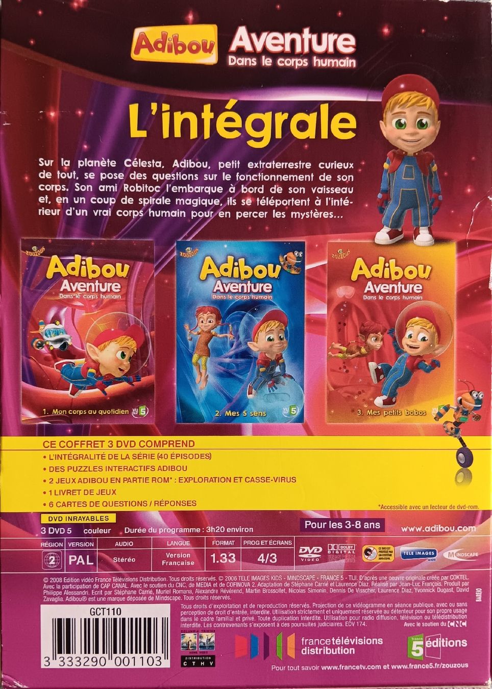 Tutti i DVDs: Adibou Aventure dans le corps humain- coffrets 3DVD – Usato da Ferlens VD venduto da sunshine321 1