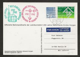 Ballon Schweiz 1982 Horgen Hinwil Luftpost