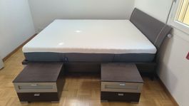 Doppelbett mit Emma Matratze und Bico Lattenrost dunkel