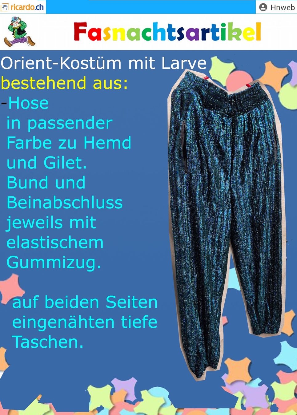 Costumi: Fasnachtskostüm: Orientalische Kostüm – Usato da Kaisten venduto da Hnweb 4
