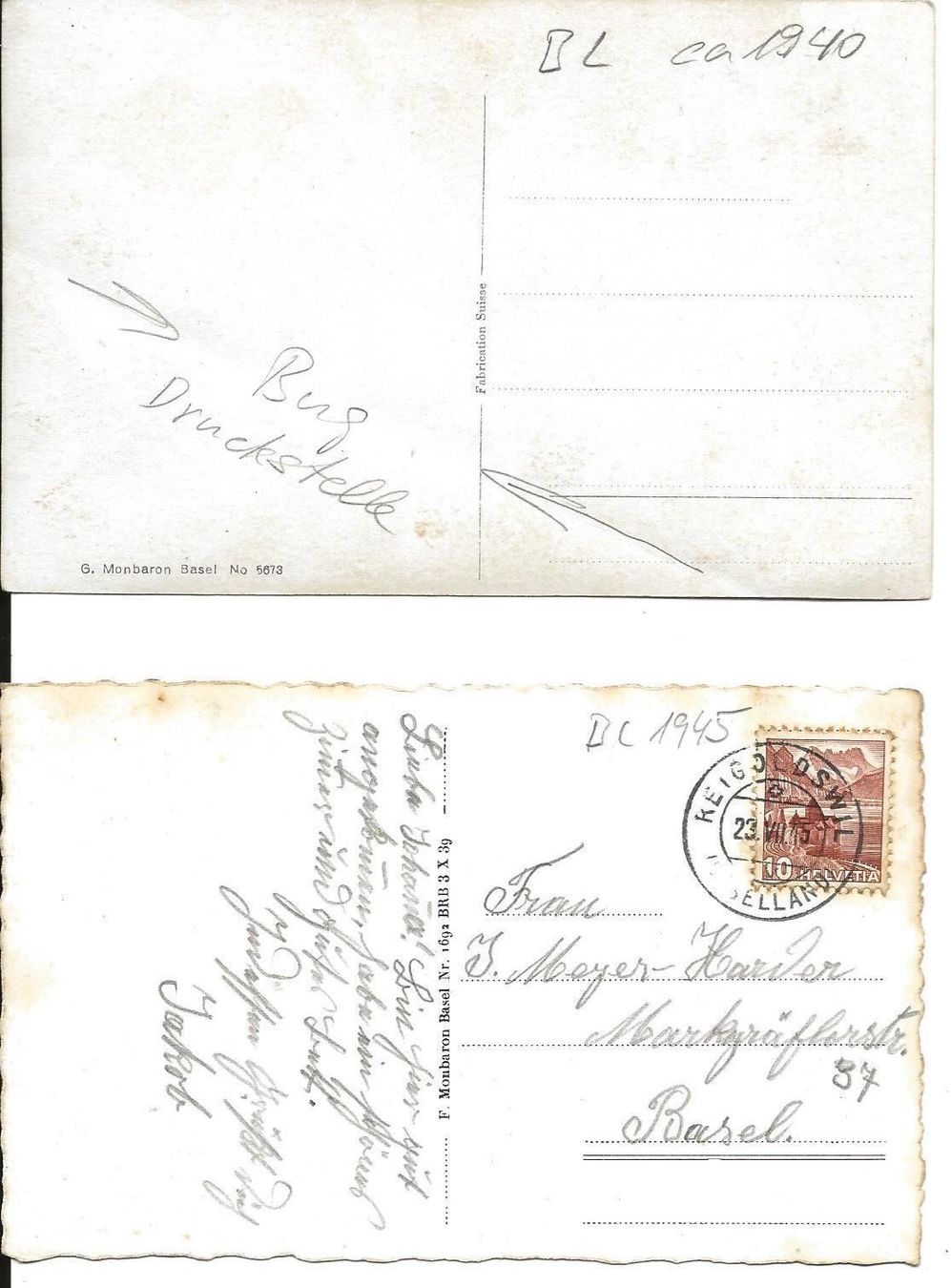 Cartoline postali: Reigoldswil BL 2 AK Pension Eichhof 1940 – Usato da Ennetmoos venduto da Ambuman 1